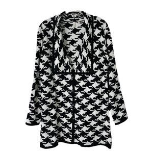 Madison black white houndstooth knit button preppy cardigan sweater medium